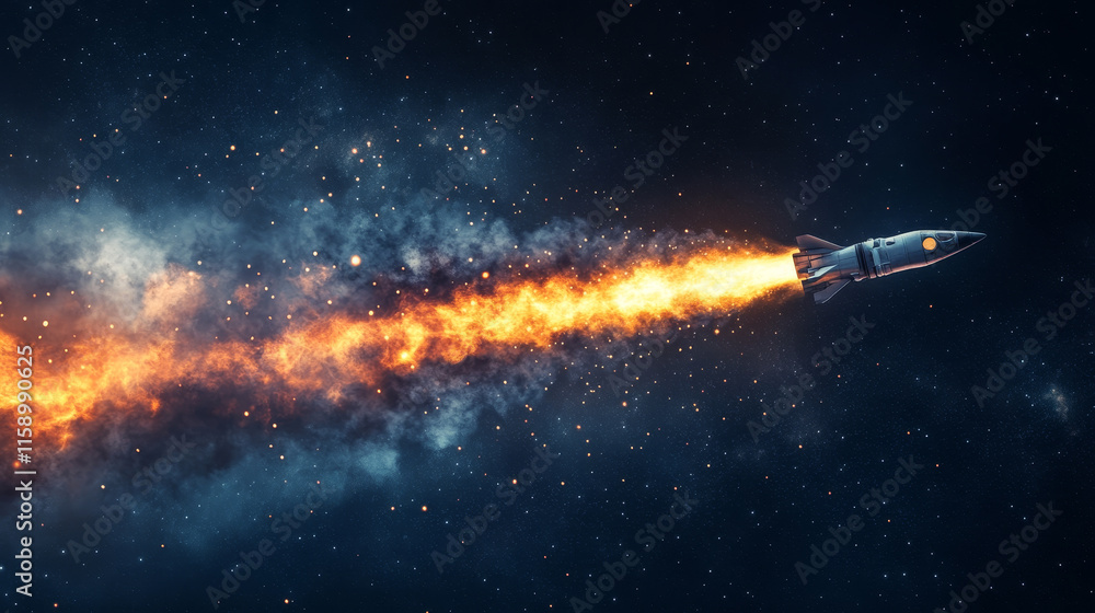 Poster jetpack smoke cloud trail with blue fire vector effect. rocket speed contrail in sky air 3d realisti