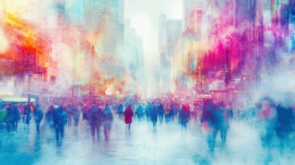 Foggy Cityscape with Vibrant Morning Light