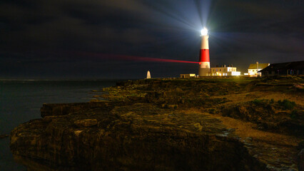 Night view of Portland Bill Light house, Dorset