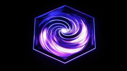 A vibrant, swirling light pattern in purple and blue hues, creating a mesmerizing visual effect. Set against a dark background, it's a captivating illustration.