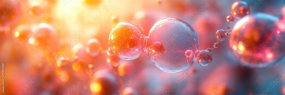 Poster nanoparticles create an abstract representation with vibrant colors and shapes
