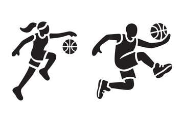 Dynamic Silhouette of a Person Shooting a Basketball Hoop