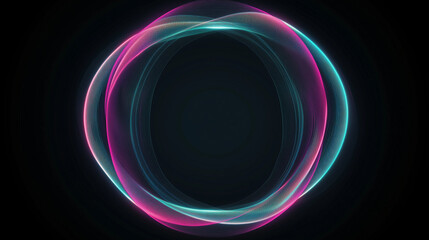 Abstract colorful glowing circle vector illustration. Futuristic digital data network concept. AI, technology, and connectivity design. Isolated on black background. Perfect for science fiction, cyber
