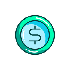 Dollar Coin Icon. Currency and Financial Symbol