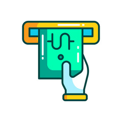 Withdraw Money Icon. Dollar Symbol and Hand for Financial Transactions