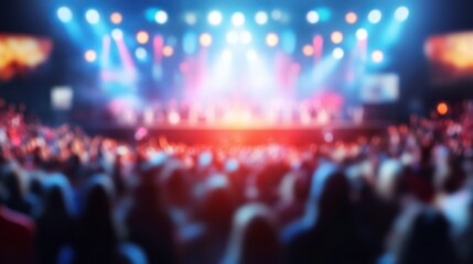 Outdoor Concert with Bright Stage Lights and Crowds