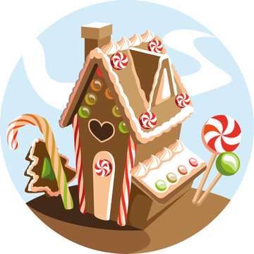 Christmas sticker Gingerbread house