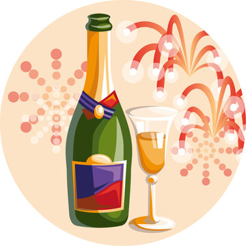Christmas sticker Champagne