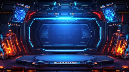 Obraz premium Futuristic Sci Fi Room Display Panel Technology