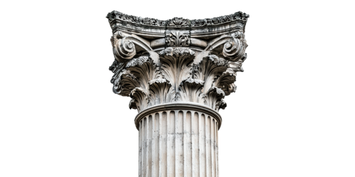 Corinthian column capital design isolated on transparent background