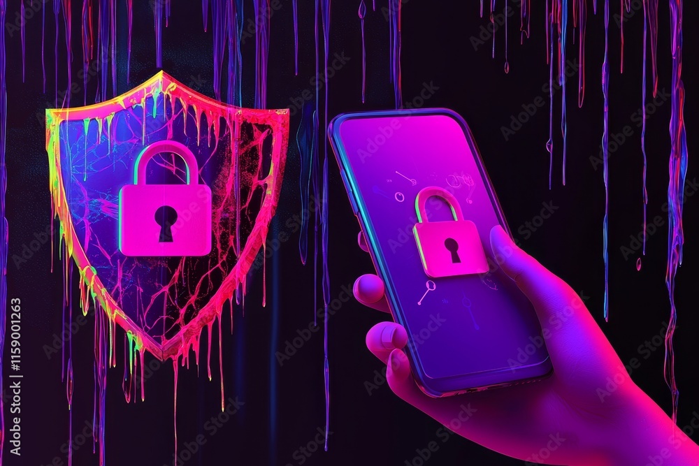 Poster ensure the safety of personal and business information on smartphones through cybersecurity measures