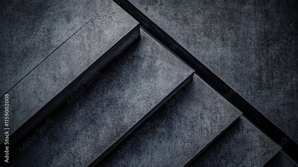Poster textured concrete steps leading up in a minimalist design with shadows and geometric lines