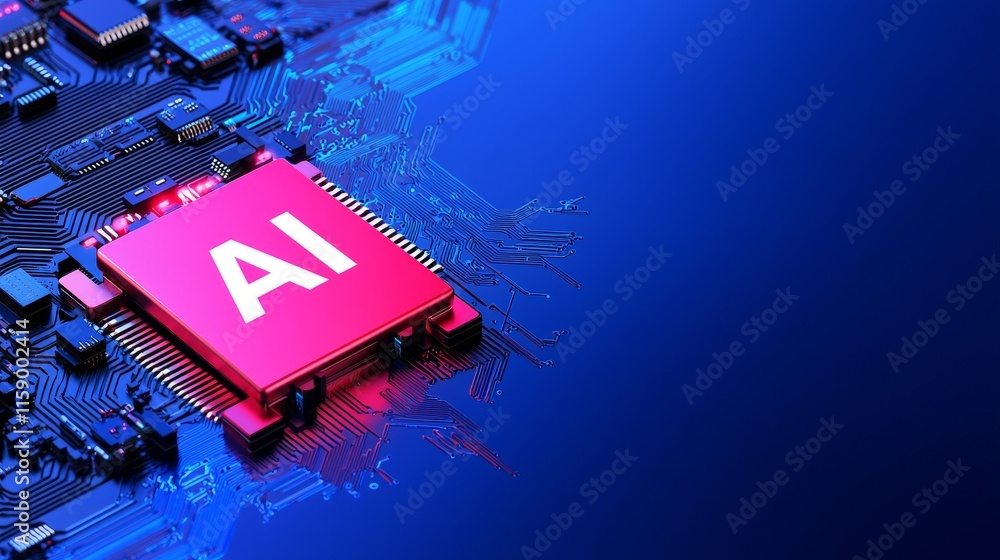 Poster with a background in ai technology, global internet connectivity, and virtual graphics, chatgpt faci