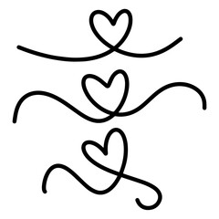 Vector illustration. Hearts drawn in one line.