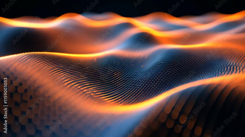 Poster abstract representation of waves in vibrant colors with illuminated patterns flowing smoothly across