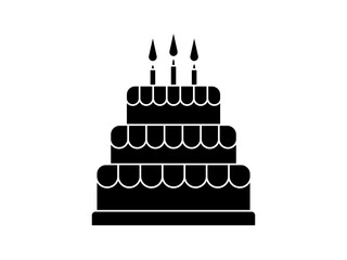 birthday cake icon, simple flat style, illustration, logo sign symbol pictogram template, for ui or ux isolated on white for mobile app, editable