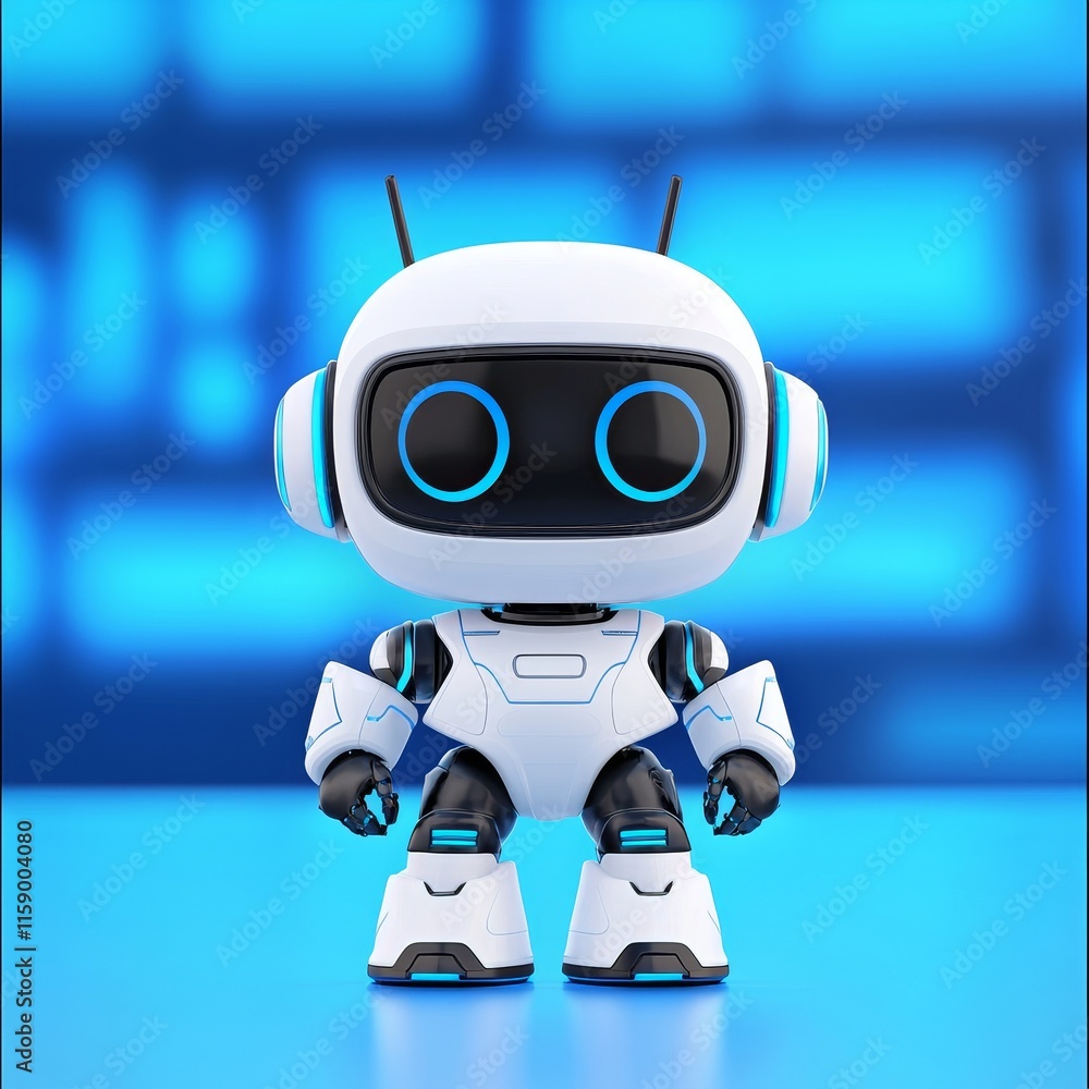 Poster adorable ai robot chatbot on a clear transparent background.