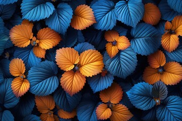 Fototapeta premium Colorful leaves and flowers. Asymmetrical ornament