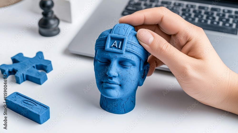 Poster an entrepreneur enhances their work using ai stock technology, employing an ai chatbot for online as