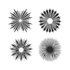 Black and white fireworks, vector illustration.