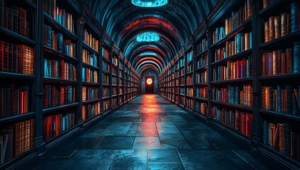 A digital library centered around Legal Compliance and Regulatory Updates, adorned with icons representing legal documents, regulatory updates, and compliance manuals