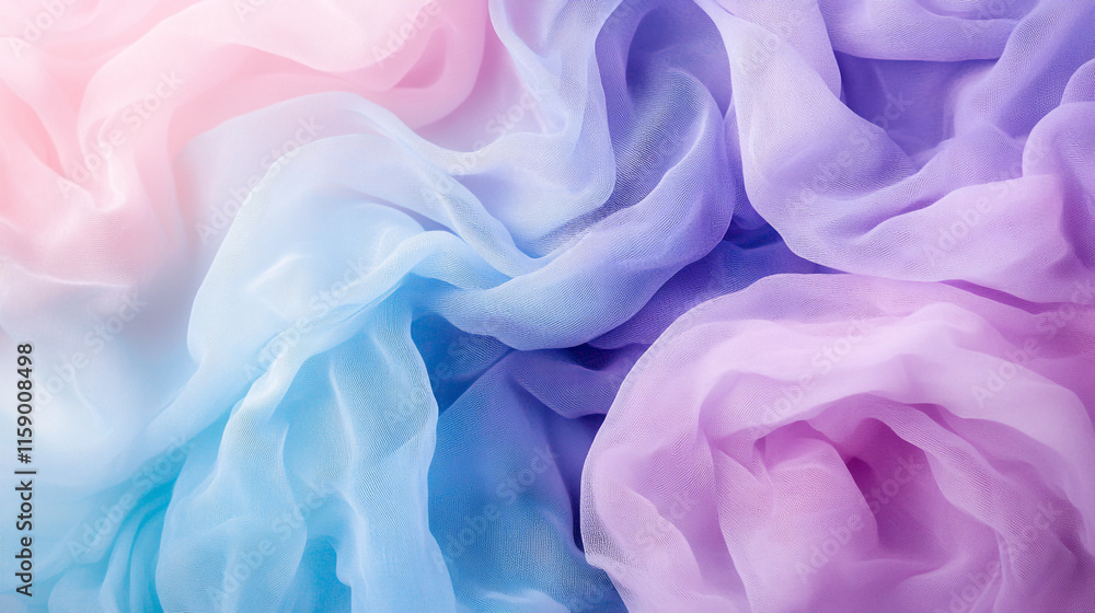 Poster soft, flowing fabric with gradient colors creating a tranquil atmosphere in a textile setting