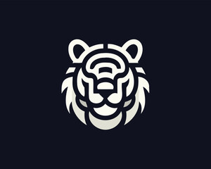 Tiger head, tiger face, logo design vector template. Black and white tiger vector illustration.