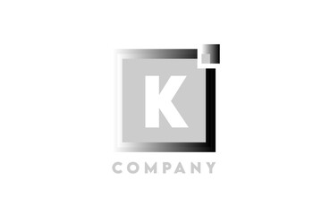 K grey gradient white square corporate letter alphabet logo icon design suitable for a company or business