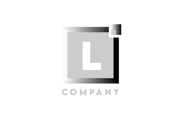 L grey gradient white square corporate letter alphabet logo icon design suitable for a company or business
