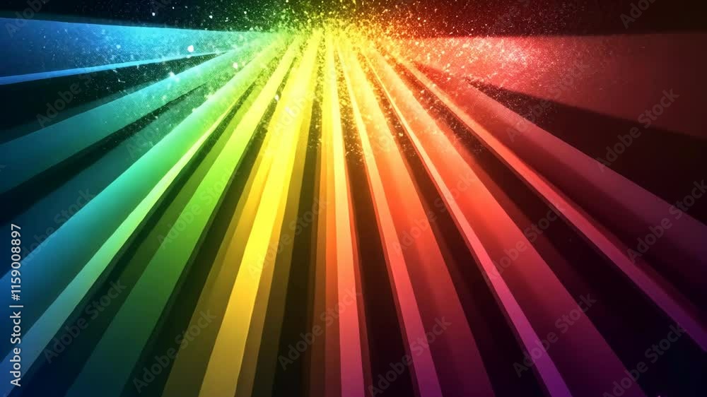 Poster vibrant light rays in multicolored spectrum creating an energetic atmosphere in a creative studio