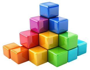 Obraz premium A stack of colorful blocks with a rainbow pattern. The blocks are arranged in a pyramid shape. Concept of creativity and playfulness, as the blocks are not just ordinary building blocks