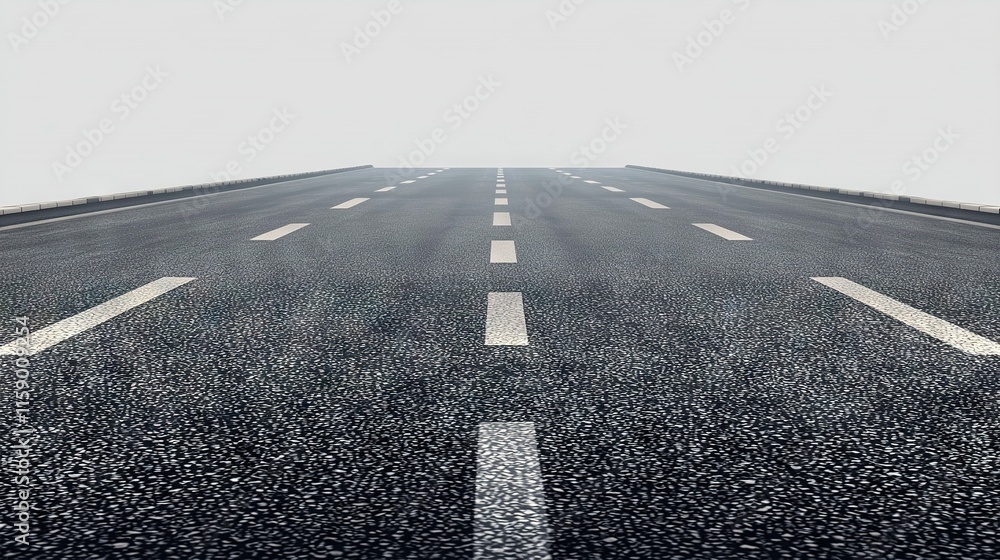 Poster a monochrome image of a road with two white arrow signs centered on the path, surrounded by a hazy s