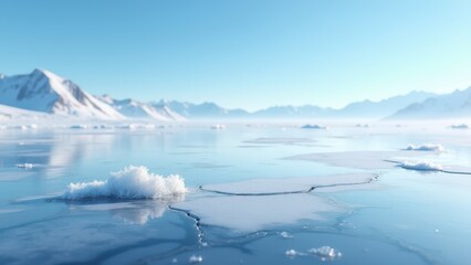 Thawing lake, Thawing lake under a clear blue sky with visible ice cracks