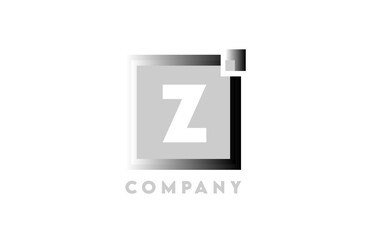 Z grey gradient white square corporate letter alphabet logo icon design suitable for a company or business