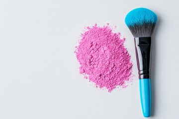 A flat lay image of a smear of crushed pink blush, displayed as a sample of a cosmetics product with the years 2021, 2022, and 2023, featuring copy space and a top view. Happy New Year concept.