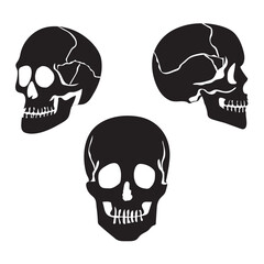 Skull Silhouette: Gothic Icon, Death Concept, Spooky Design, Flat Vector Illustration