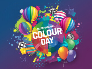 Obraz premium International colour day celebration with vibrant balloons and abstract art