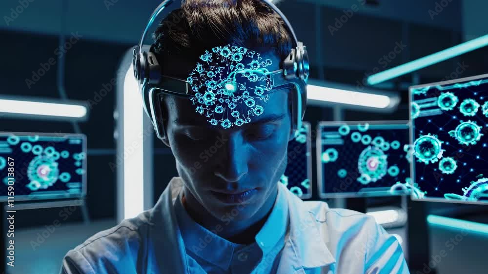Fototapete Exploring the intersection of technology and neuroscience in a modern lab environment