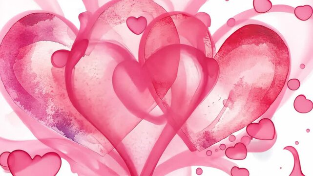 Two beautifully crafted watercolor hearts blend together, radiating warmth and love. The vibrant colors and soft textures evoke emotions perfect for celebrations or heartfelt moments. Valentine's Day 