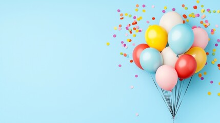 Obraz premium An array of colorful balloons soars against a brilliant blue sky.