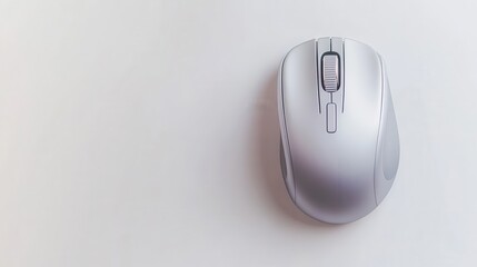 Stylish Ergonomic Silver Mouse on a Plain Background
