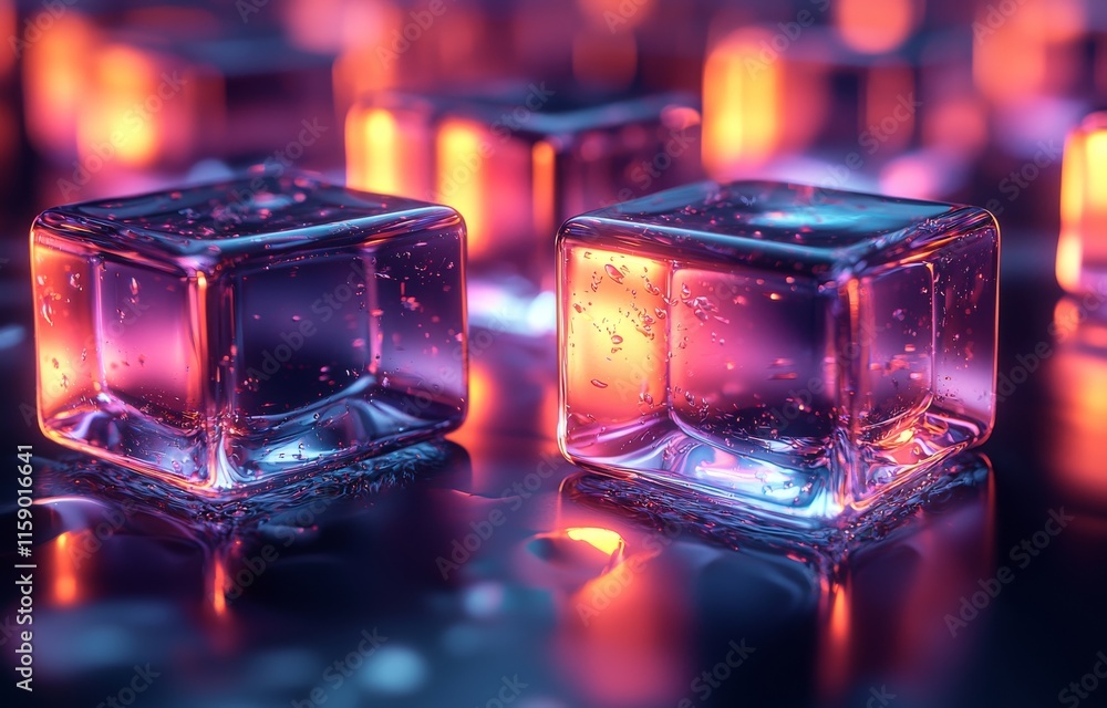 Aufkleber a stock abstract illustration showcasing geometric forms and structures in lively neon hues and ligh