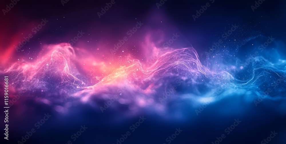 Poster a blue-black abstract gradient background with grain texture and dark vibrant color flow wave effect