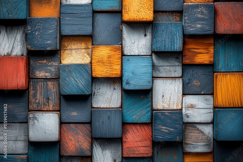 Poster an intriguing pattern of abstract geometric shapes decorates a building's facade, blending architect
