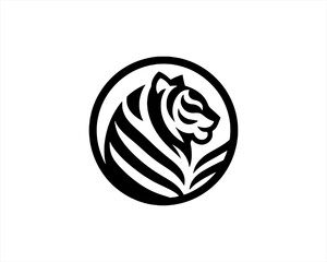 Tiger head, tiger face, logo design vector template. Black and white tiger vector illustration.