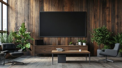 Sleek Modern Office with Blank Canvas Wall Art