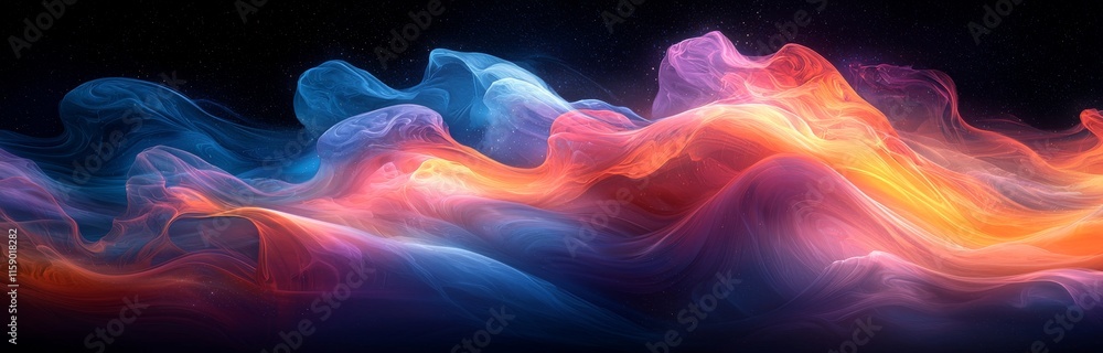 Wall mural an awe-inspiring abstract future landscape with vibrant neon pink and blue waves pulsating fiercely