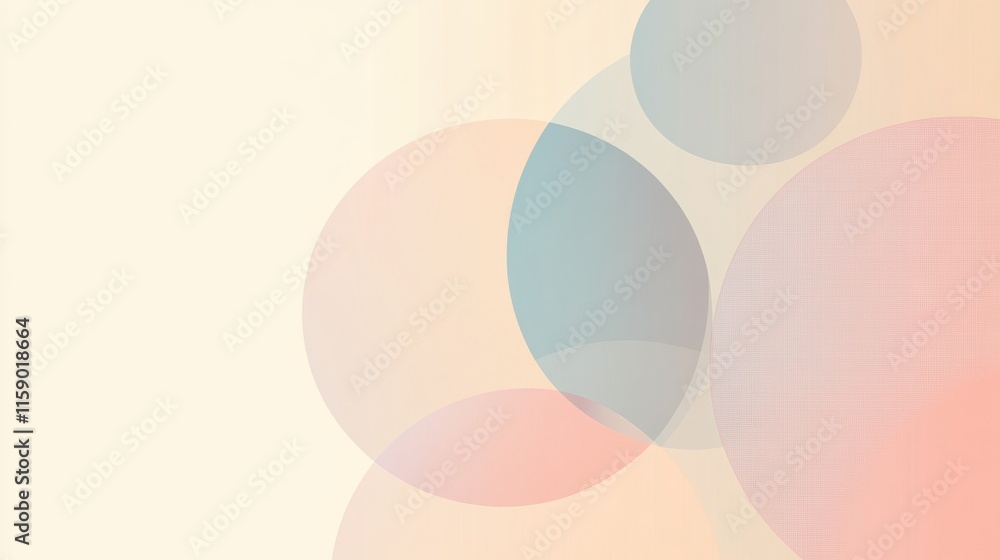 Poster Abstract geometric design featuring circles and lines in pastel tones with mock up space for text or branding. Generative AI