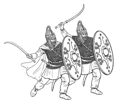 Dacian warriors on the attack. Dangerous and brave enemies of the Roman Empire.