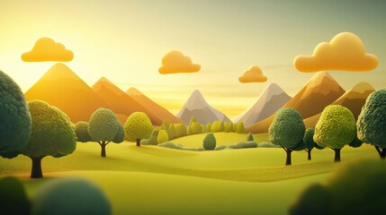 natural scenery with 3D cartoon style games background